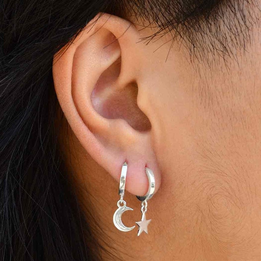 EAR Star and Moon Huggie Hoops