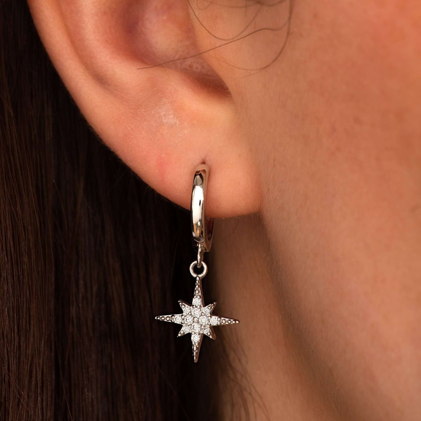 EAR Starburst Hoop Earrings -  Sterling Silver
