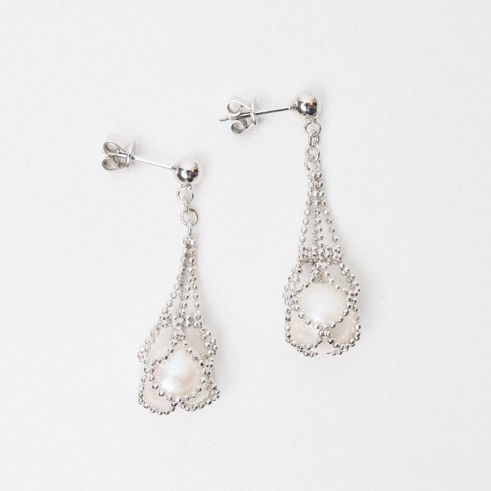 EAR Sterling Captured Pearl Drop Earrings