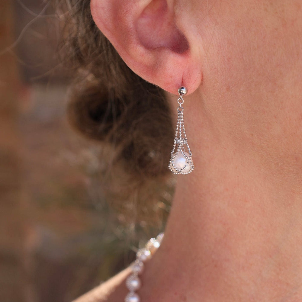 EAR Sterling Captured Pearl Drop Earrings