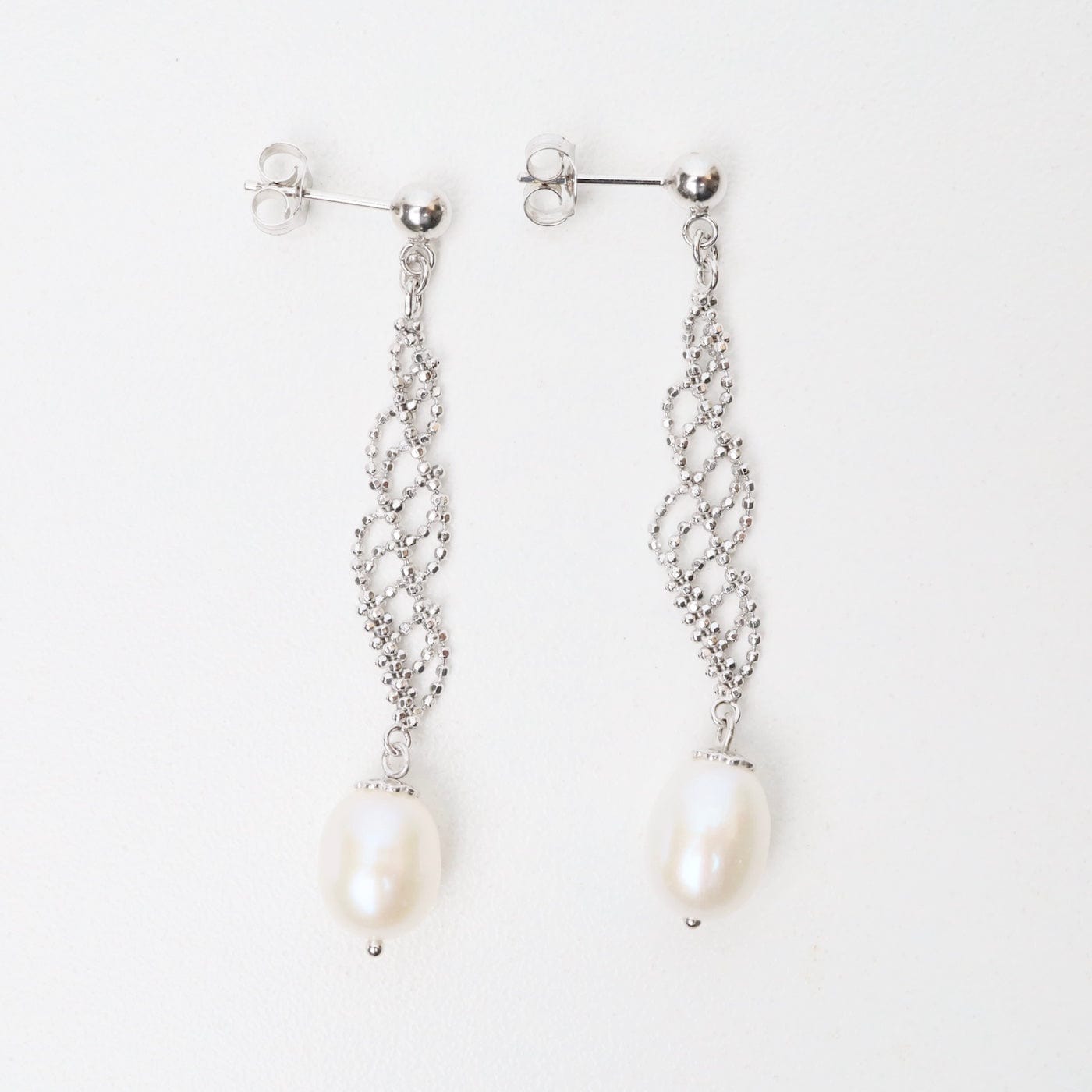 EAR Sterling Lace Helix with Pearls Earrings