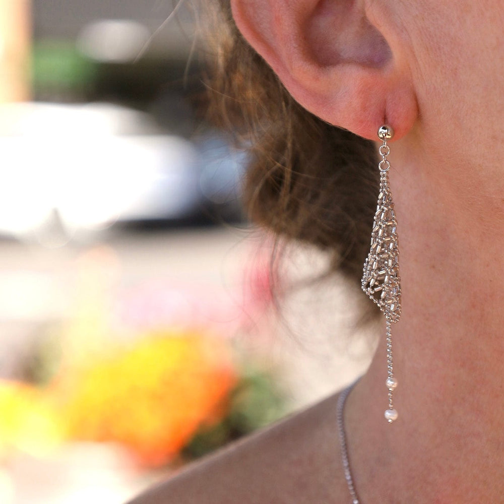 
                      
                        EAR Sterling Lace Lantern with Dangling Pearl Earrings
                      
                    