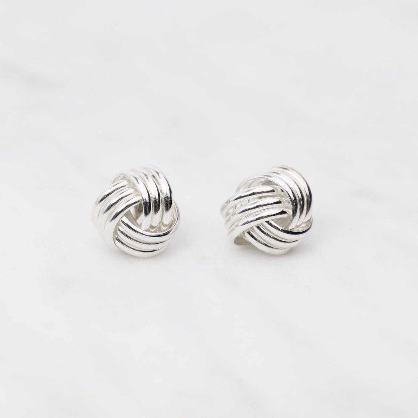 EAR Sterling Silver 10mm Three Strand Knot Earrings