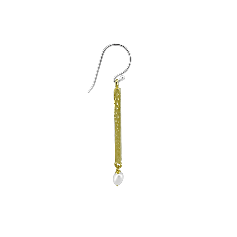 
                  
                    EAR Sterling Silver & 18k Gold Hammered Bar with Pearl Earring
                  
                