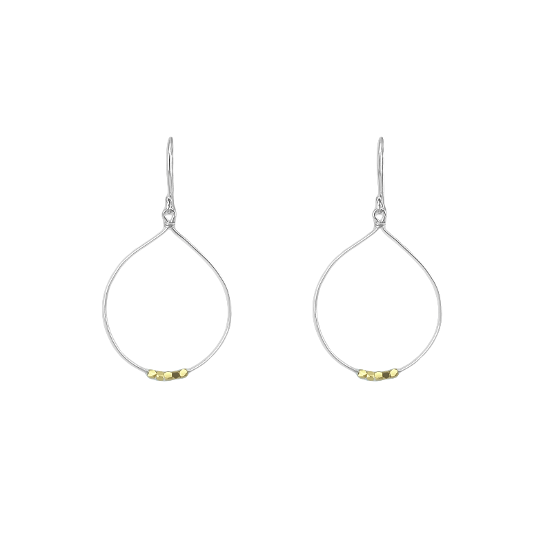 EAR Sterling Silver & 18k Gold Nugget Teardrop Dangle Earrings