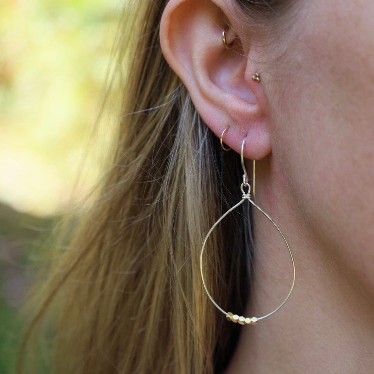 EAR Sterling Silver & 18k Gold Nugget Teardrop Dangle Earrings