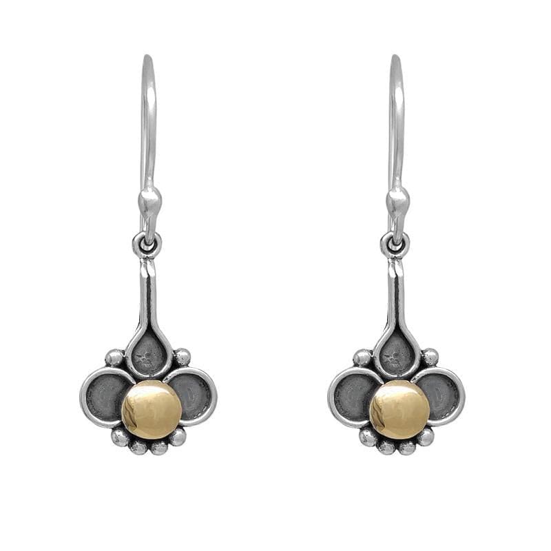 EAR Sterling Silver & 22k Gold 3 Petal Dangle Earring