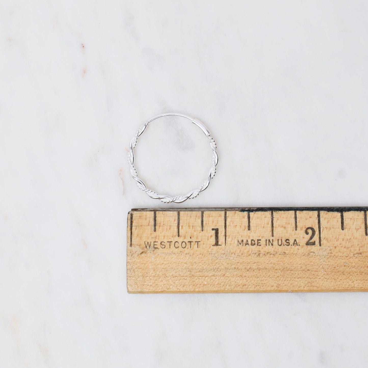 EAR Sterling Silver 23mm Two Wire Twist Infinity Hoops