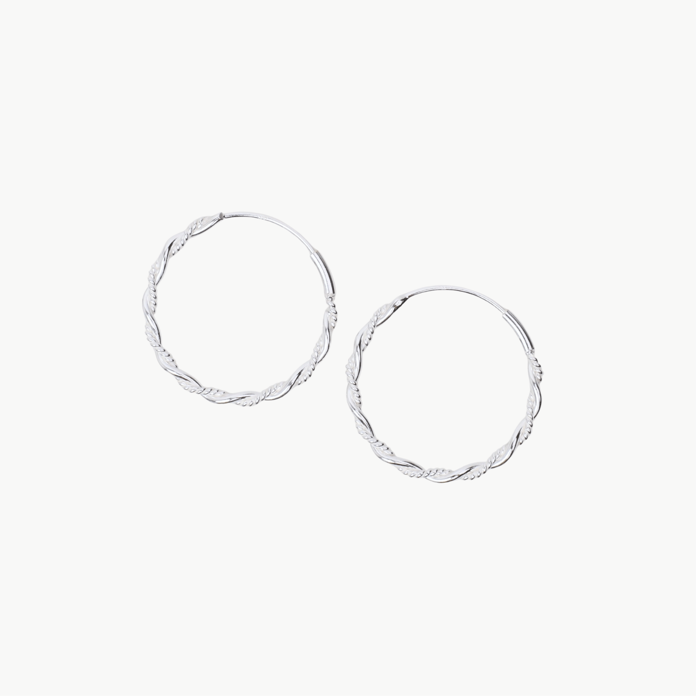 EAR Sterling Silver 23mm Two Wire Twist Infinity Hoops