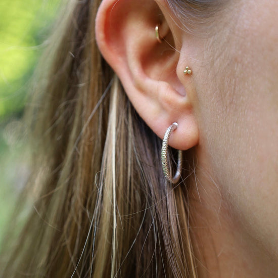 EAR Sterling Silver 3/4" Sparkle Hoop Earrings