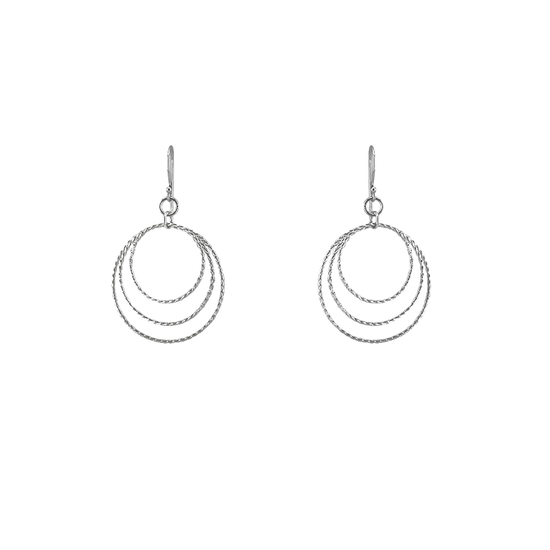 EAR Sterling Silver 3 Ring Dangle Earrings
