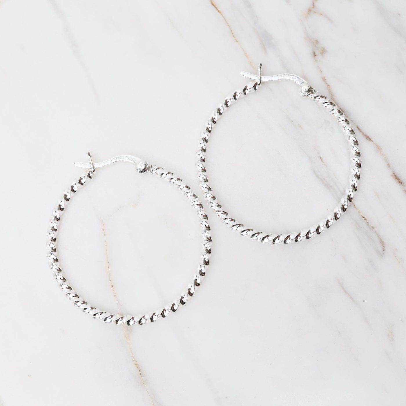 EAR Sterling Silver 30mm Tiny Twist Hoops