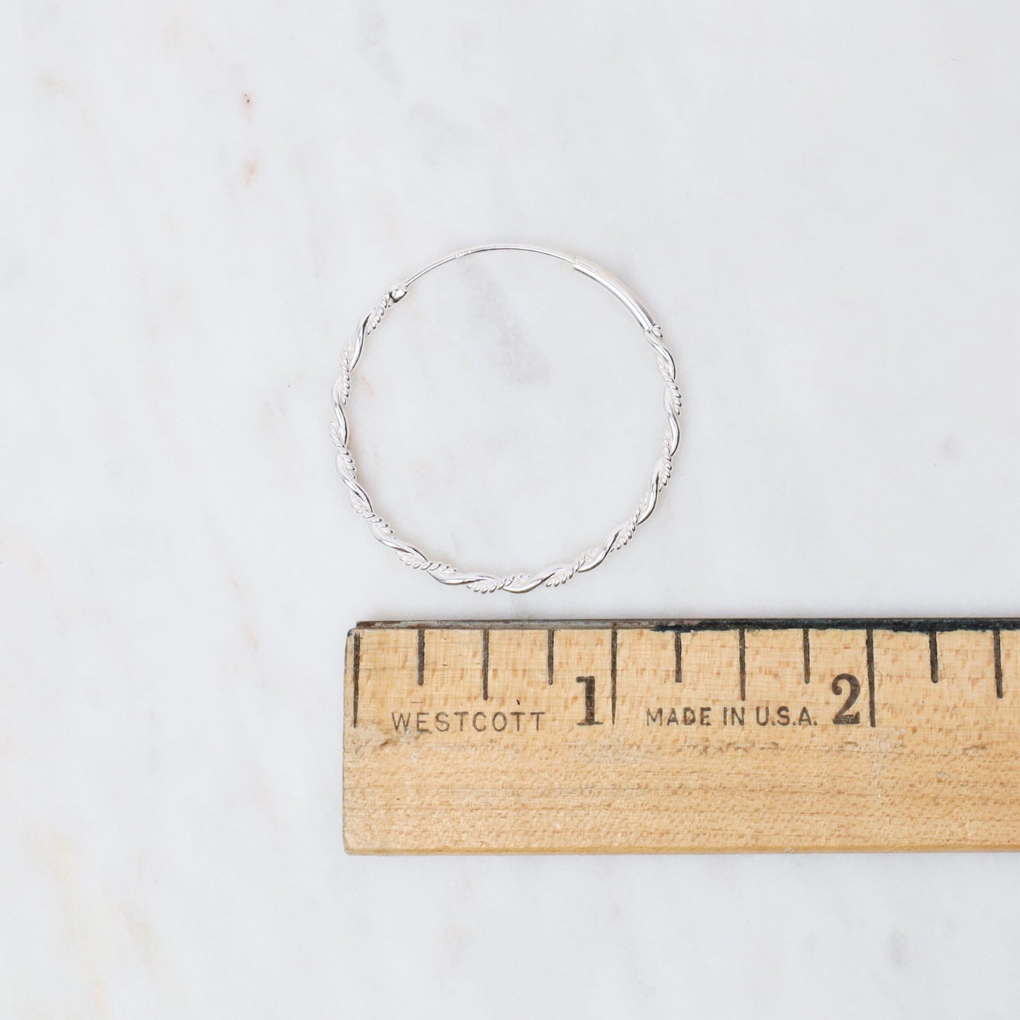 EAR Sterling Silver 35mm Two Wire Twist Infinity Hoops