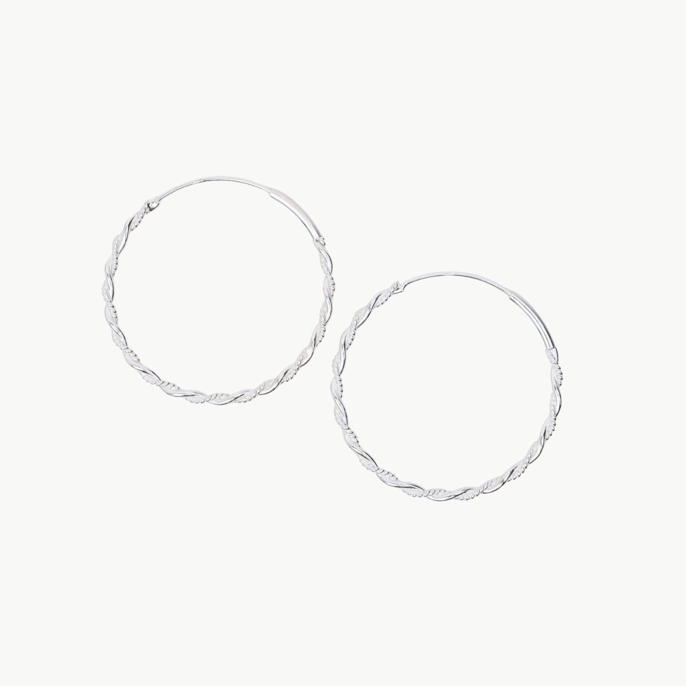 EAR Sterling Silver 35mm Two Wire Twist Infinity Hoops