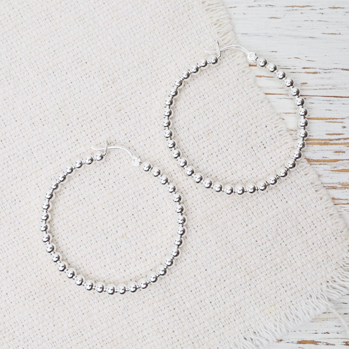 EAR Sterling Silver 40mm Dot Hoops
