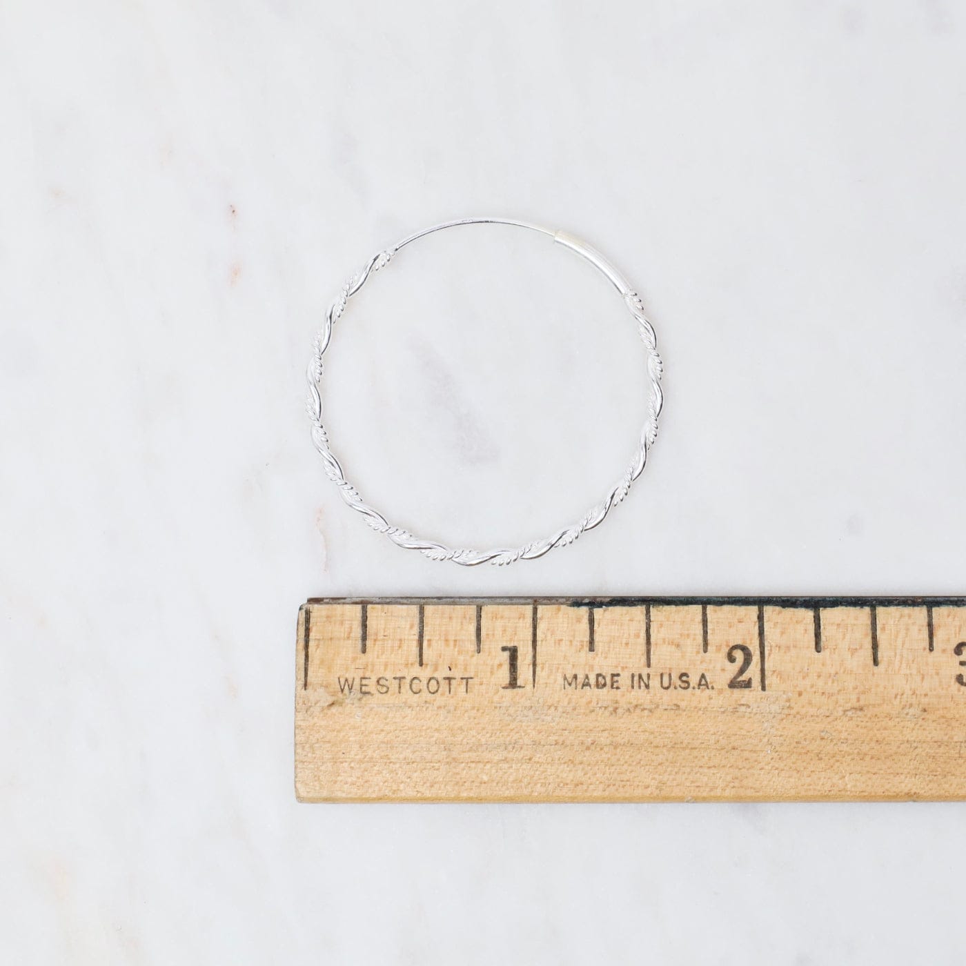 EAR Sterling Silver 40mm Two Wire Twist Infinity Hoops