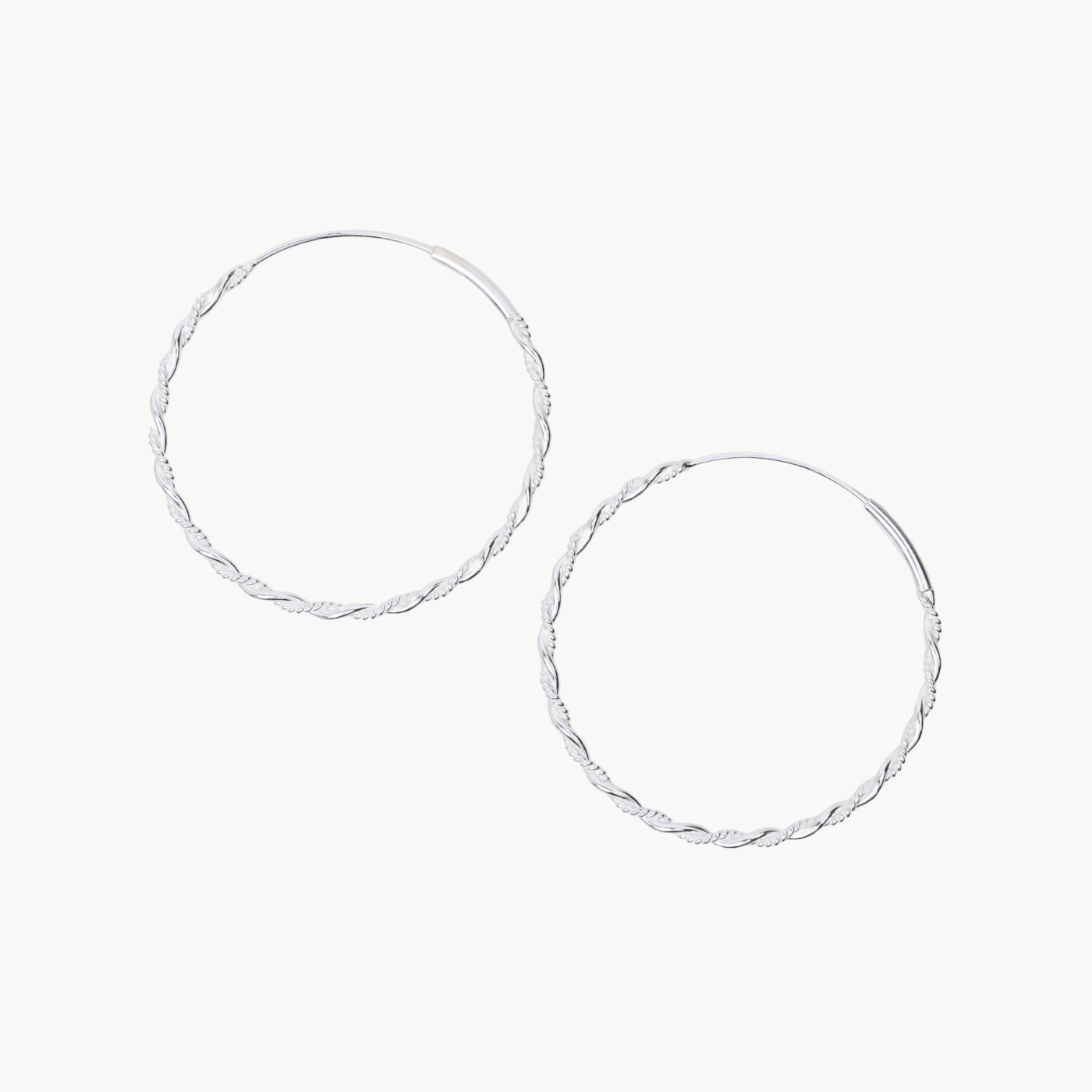 EAR Sterling Silver 40mm Two Wire Twist Infinity Hoops