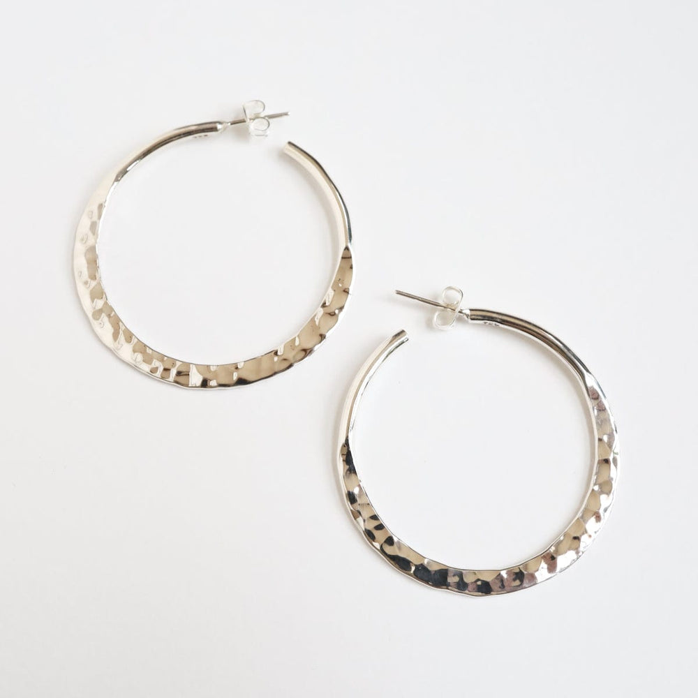 EAR Sterling Silver 43mm Hammered Hoop