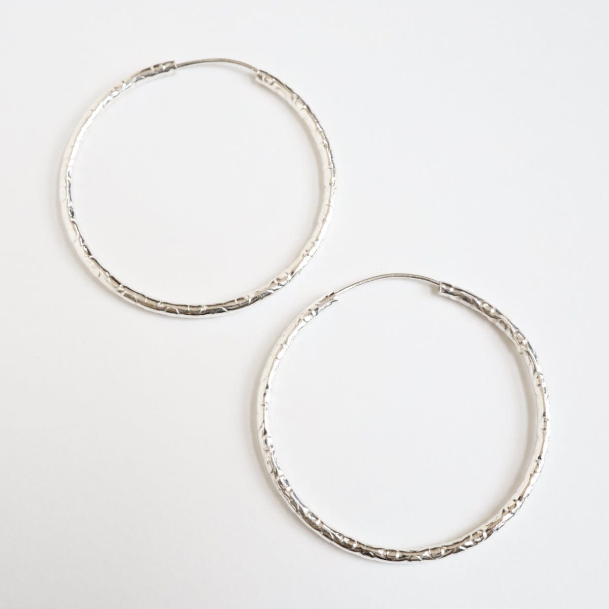 EAR Sterling Silver 47mm Textured Hoop