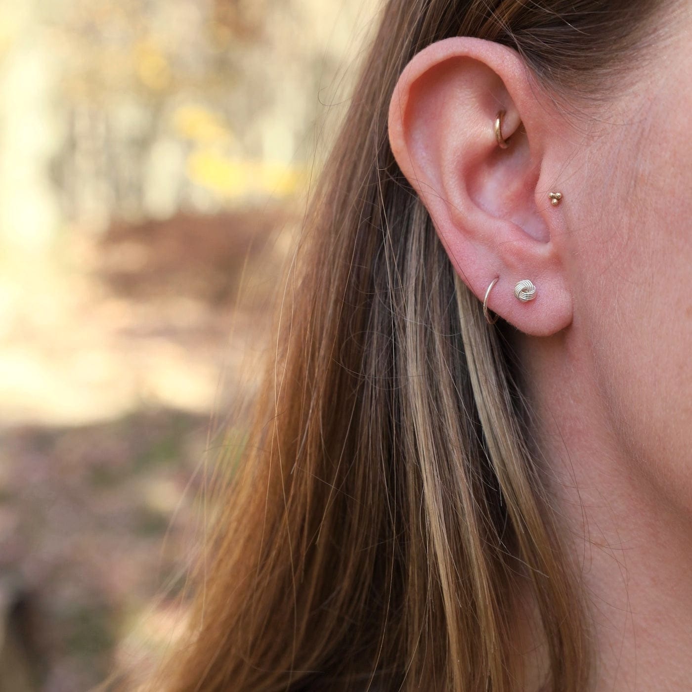 EAR Sterling Silver 4mm 4 Strand Knot Post Earrings