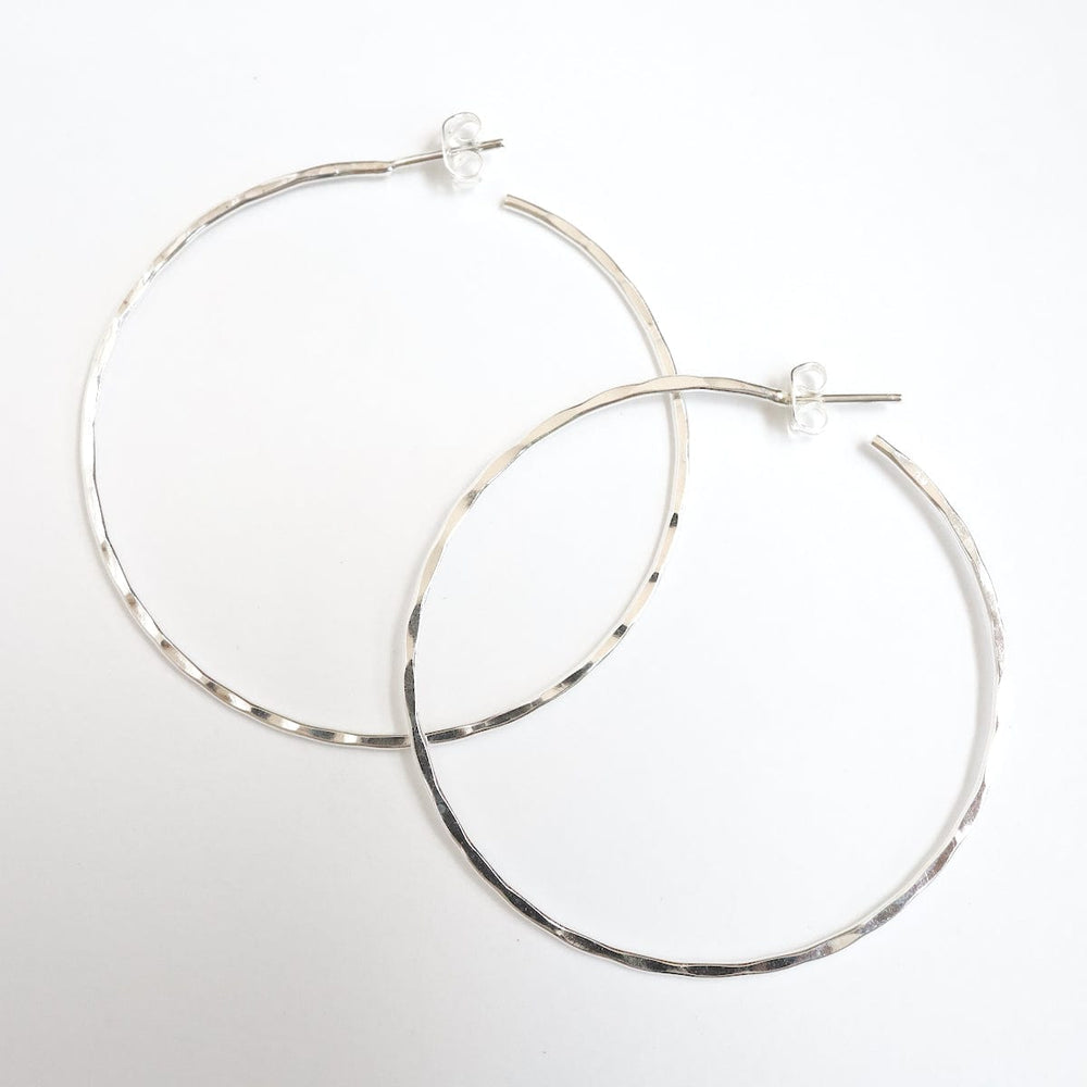 
                  
                    EAR Sterling Silver 55mm Thin Hammered Hoop
                  
                