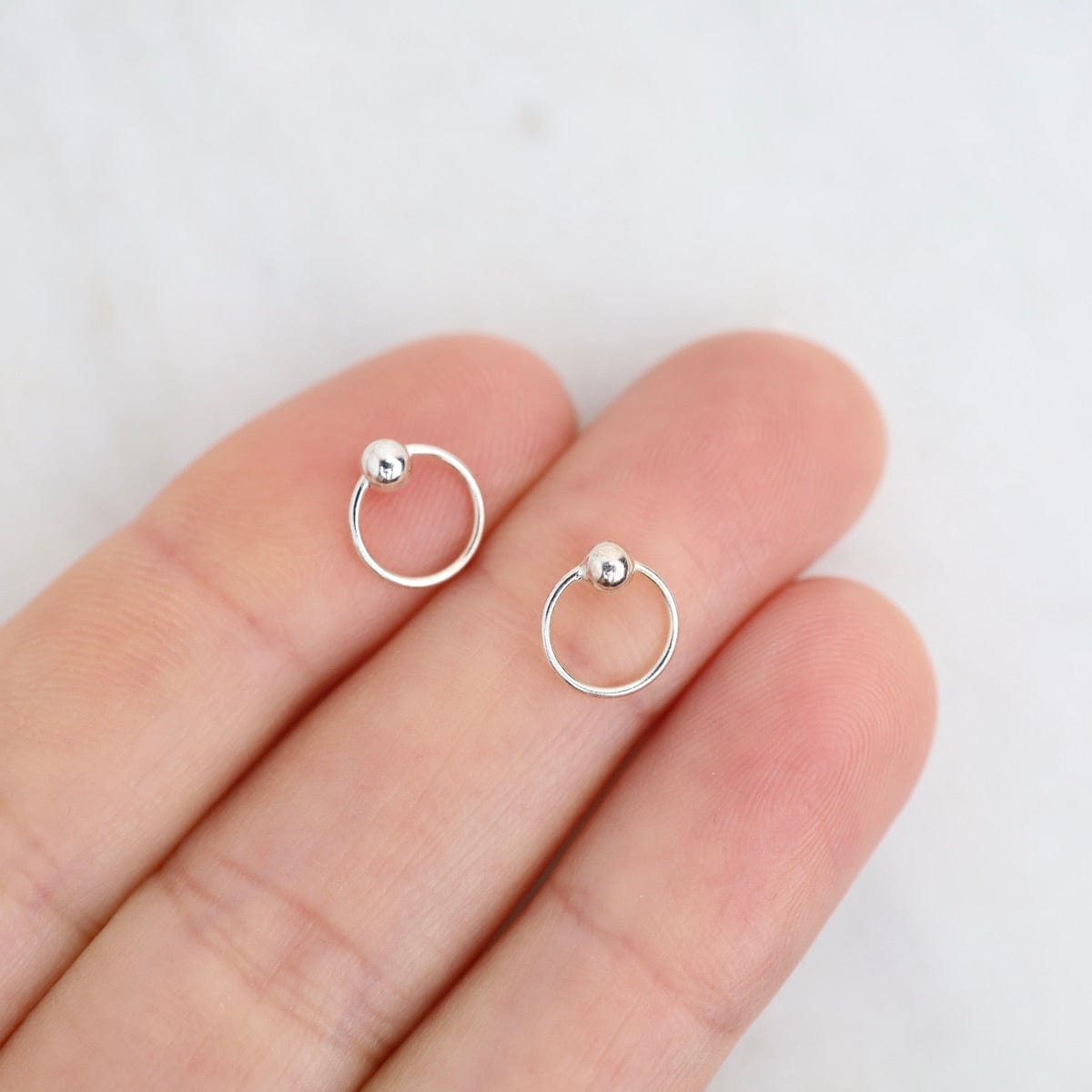 EAR Sterling Silver 7mm Tiny Sleeper Hoops with Ball