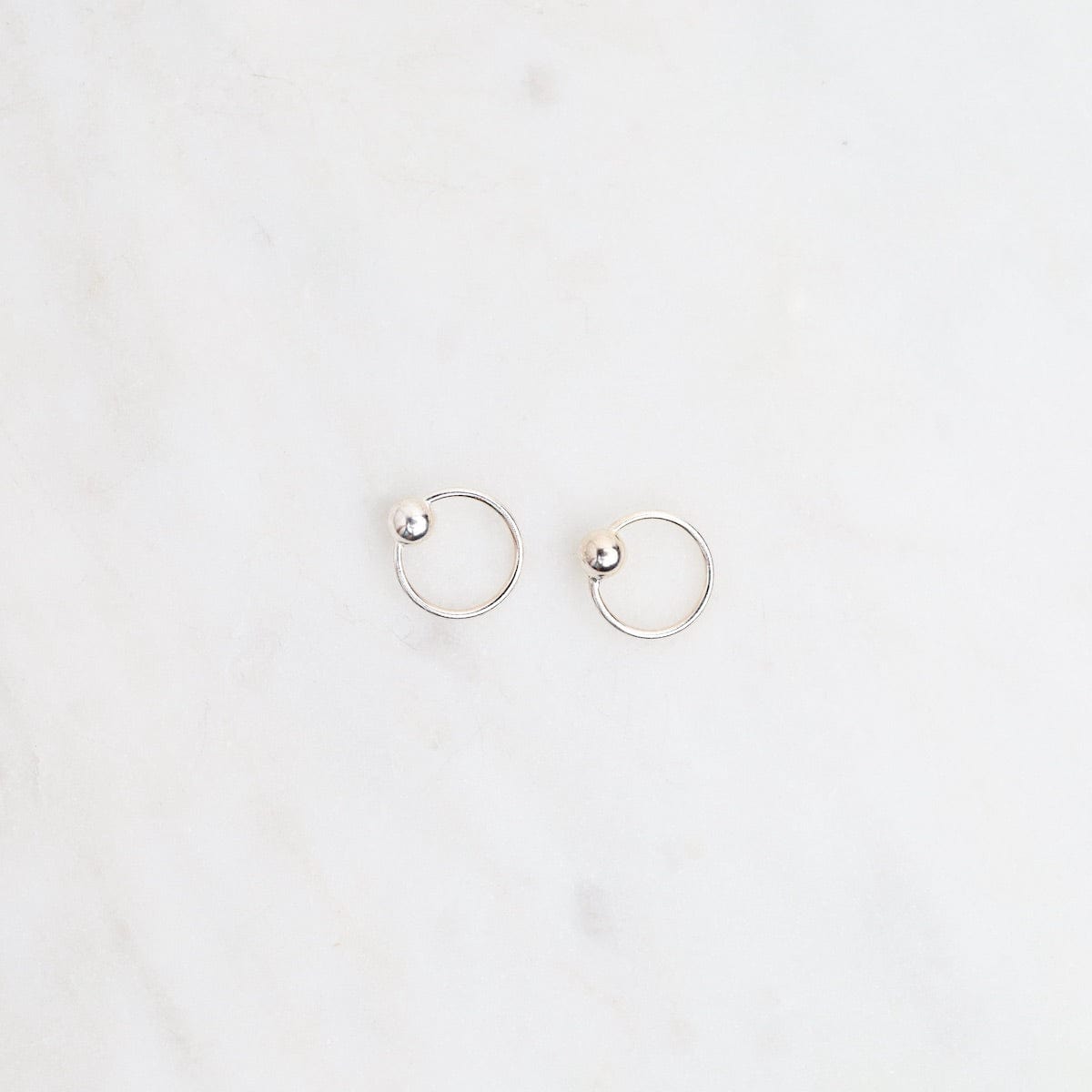 EAR Sterling Silver 7mm Tiny Sleeper Hoops with Ball