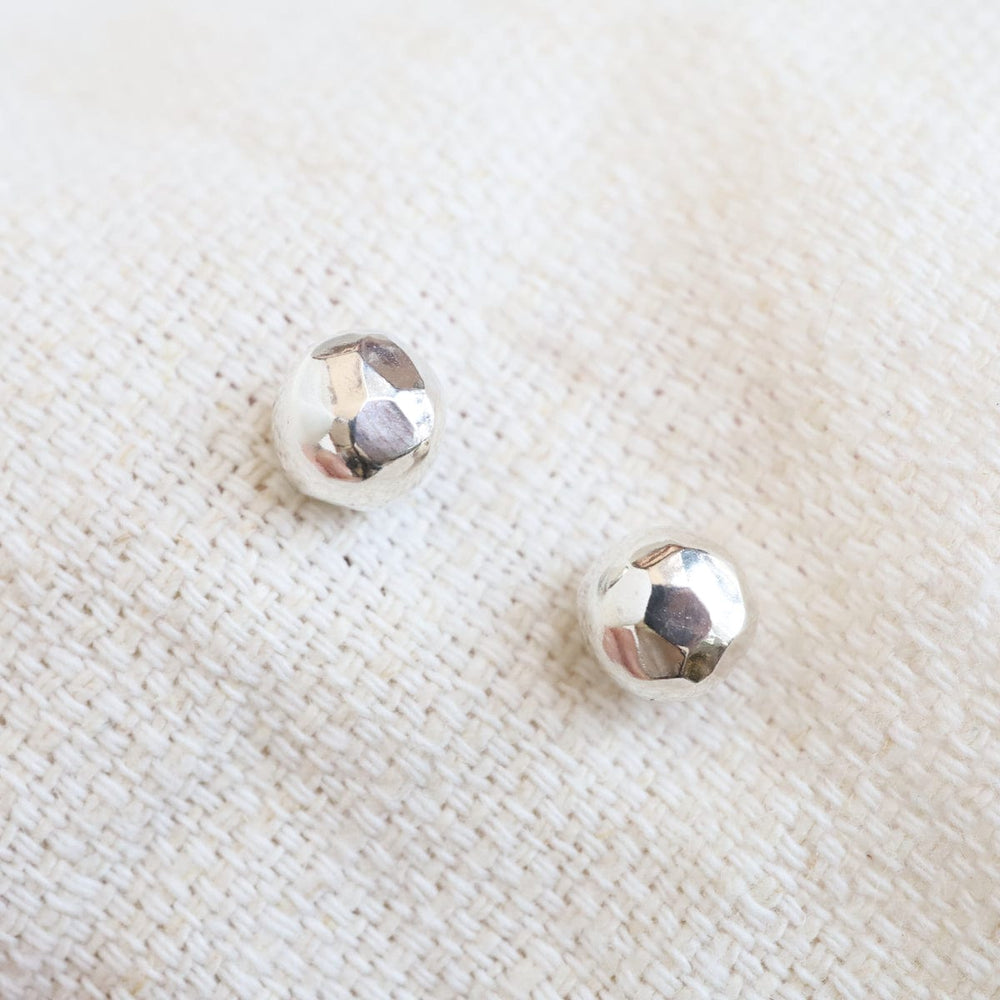 EAR Sterling Silver 8mm Hammered Ball Post Earring