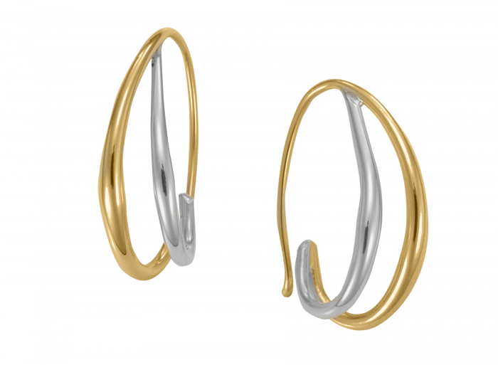 EAR Sterling Silver and 14k Gold Little Duo's Earring