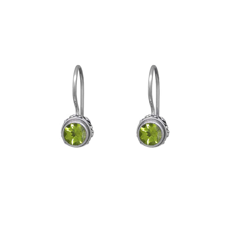 EAR Sterling Silver Bali Drop with Peridot