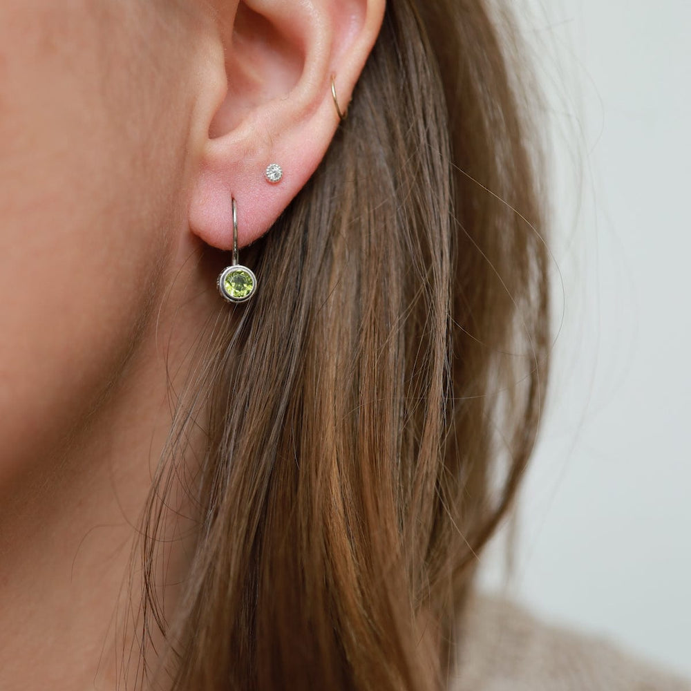 EAR Sterling Silver Bali Drop with Peridot