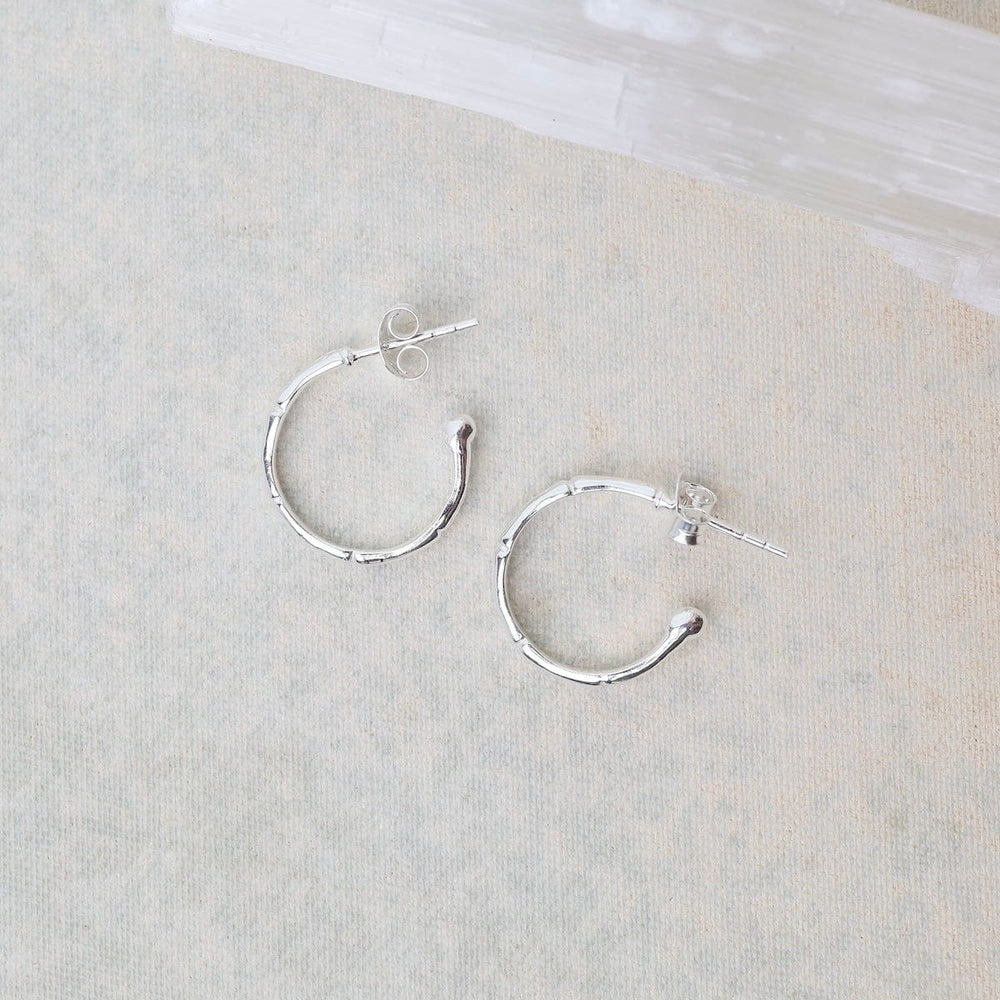 EAR Sterling Silver Bamboo Hoop Earrings