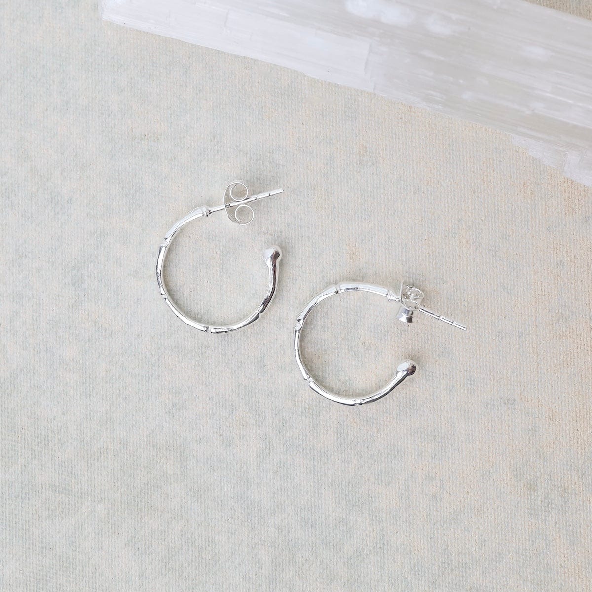 EAR Sterling Silver Bamboo Hoop Earrings