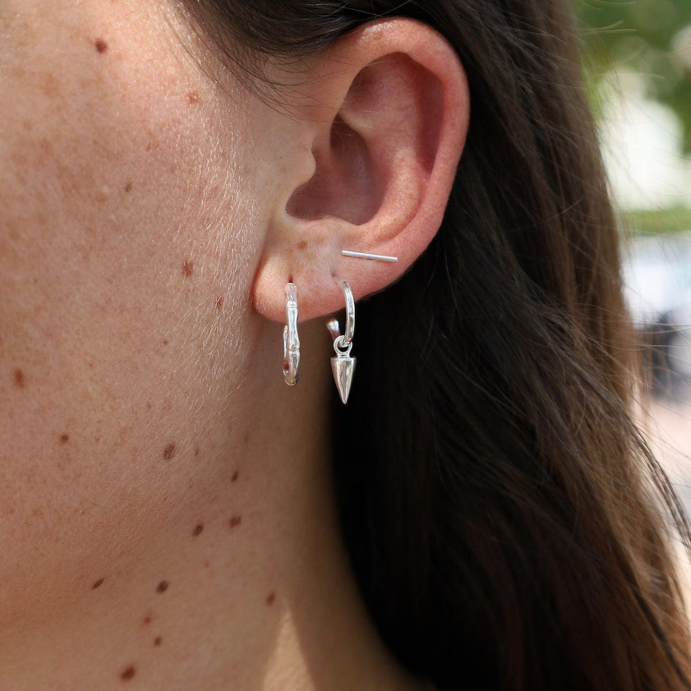 EAR Sterling Silver Bamboo Hoop Earrings