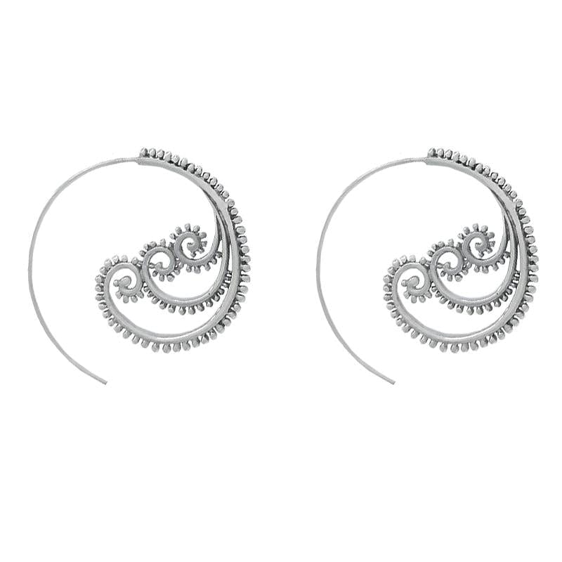 
                  
                    EAR Sterling Silver Beaded Three Curl Hoop
                  
                