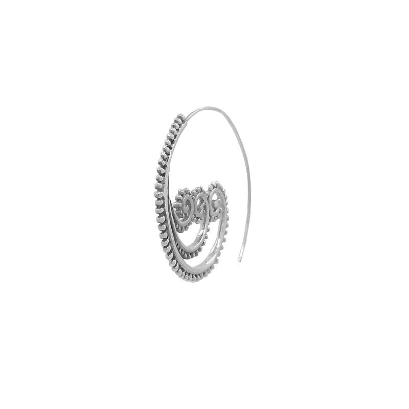 EAR Sterling Silver Beaded Three Curl Hoop