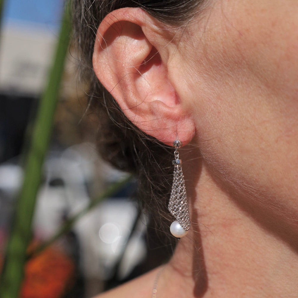 
                      
                        EAR Sterling Silver Bell Flower with Pearl Drop Earrings
                      
                    