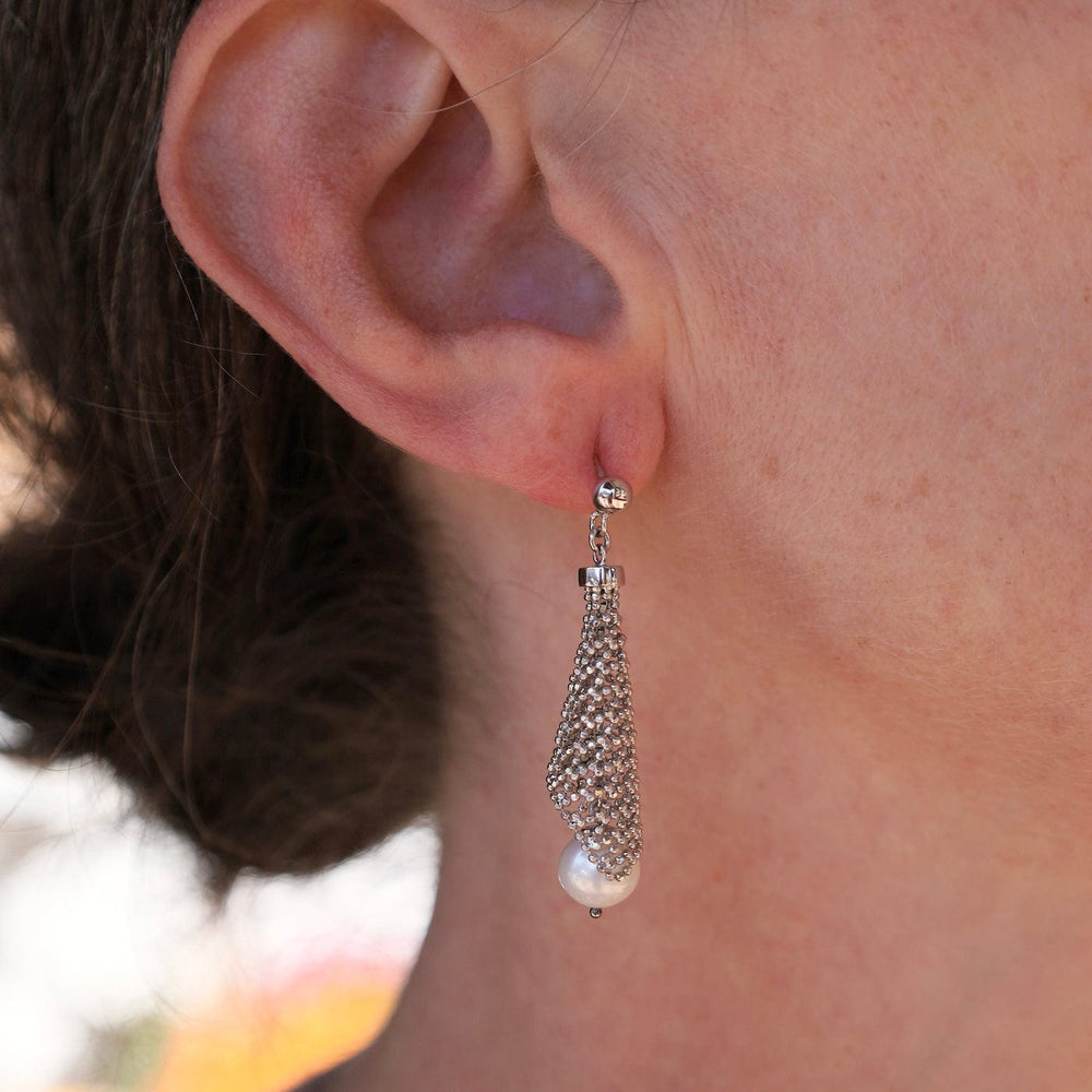 
                      
                        EAR Sterling Silver Bell Flower with Pearl Drop Earrings
                      
                    