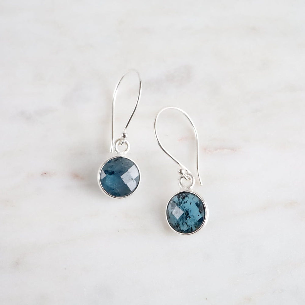 EAR Sterling Silver Bezel Indigo Kyantite Drops