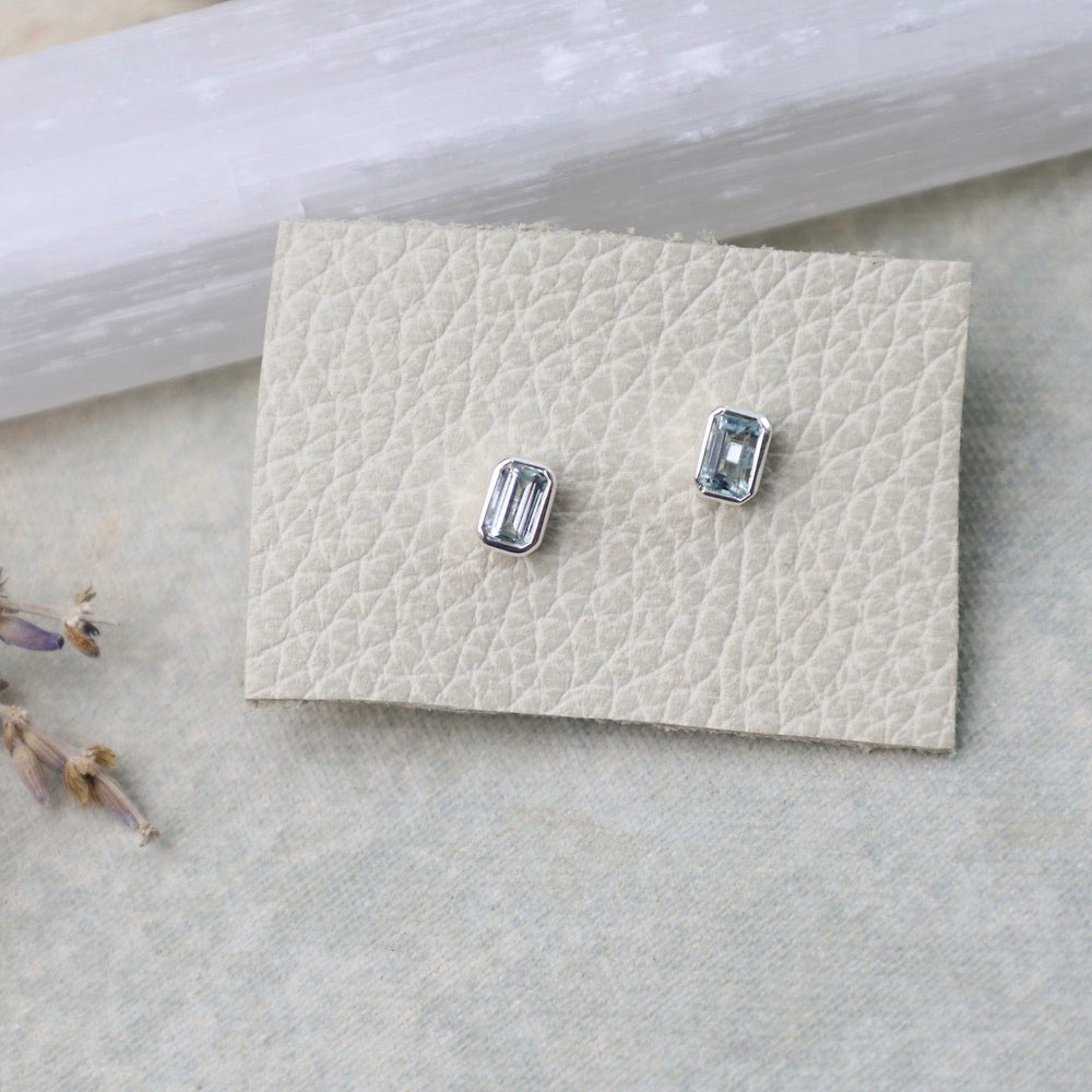 
                  
                    EAR Sterling Silver Bezel Set Octagon Cut Aquamarine Post Earrings
                  
                