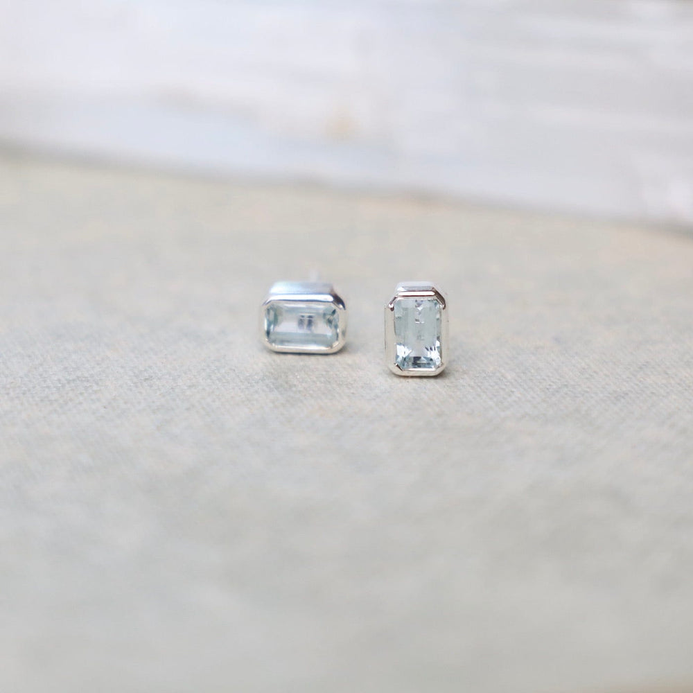 
                  
                    EAR Sterling Silver Bezel Set Octagon Cut Aquamarine Post Earrings
                  
                