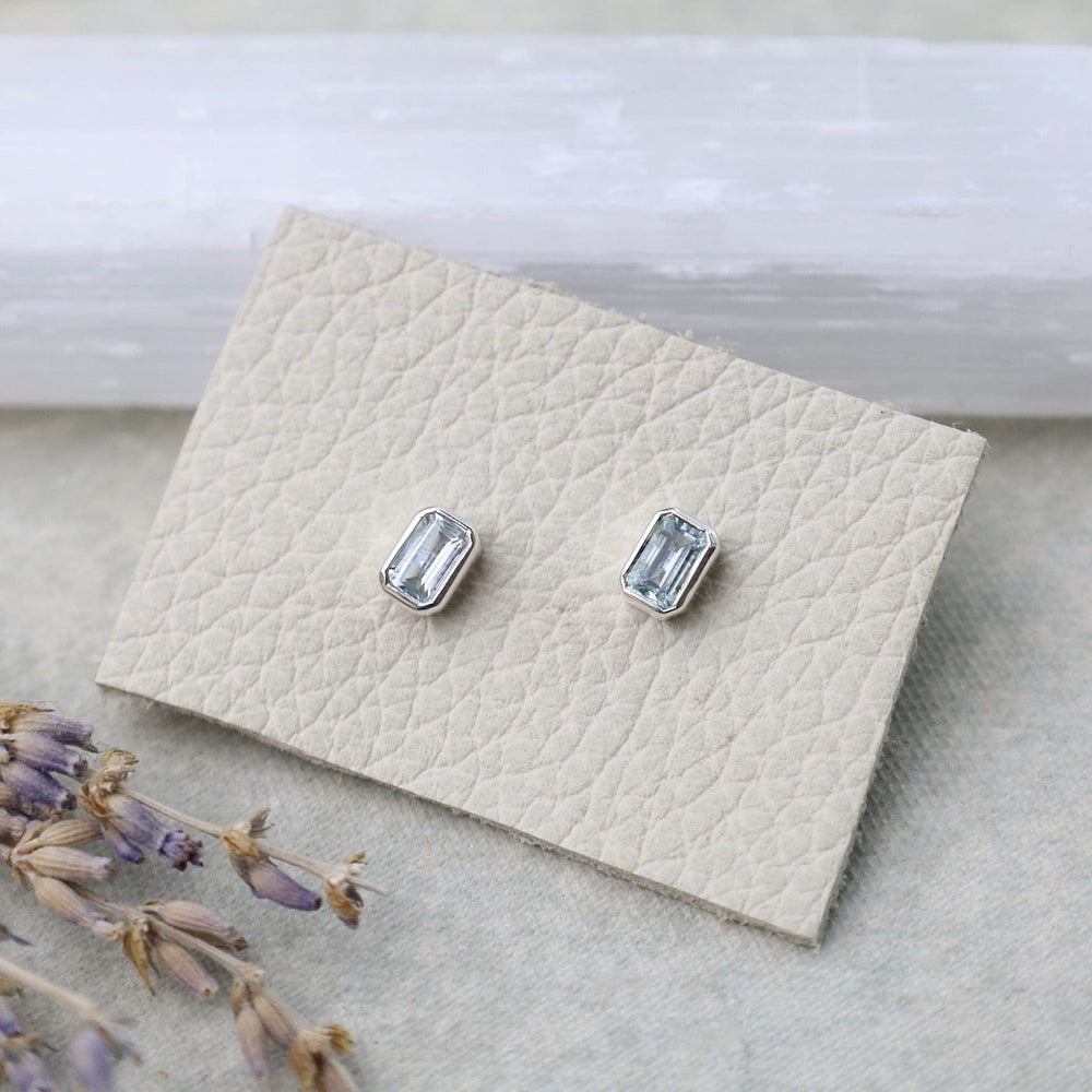 
                  
                    EAR Sterling Silver Bezel Set Octagon Cut Aquamarine Post Earrings
                  
                