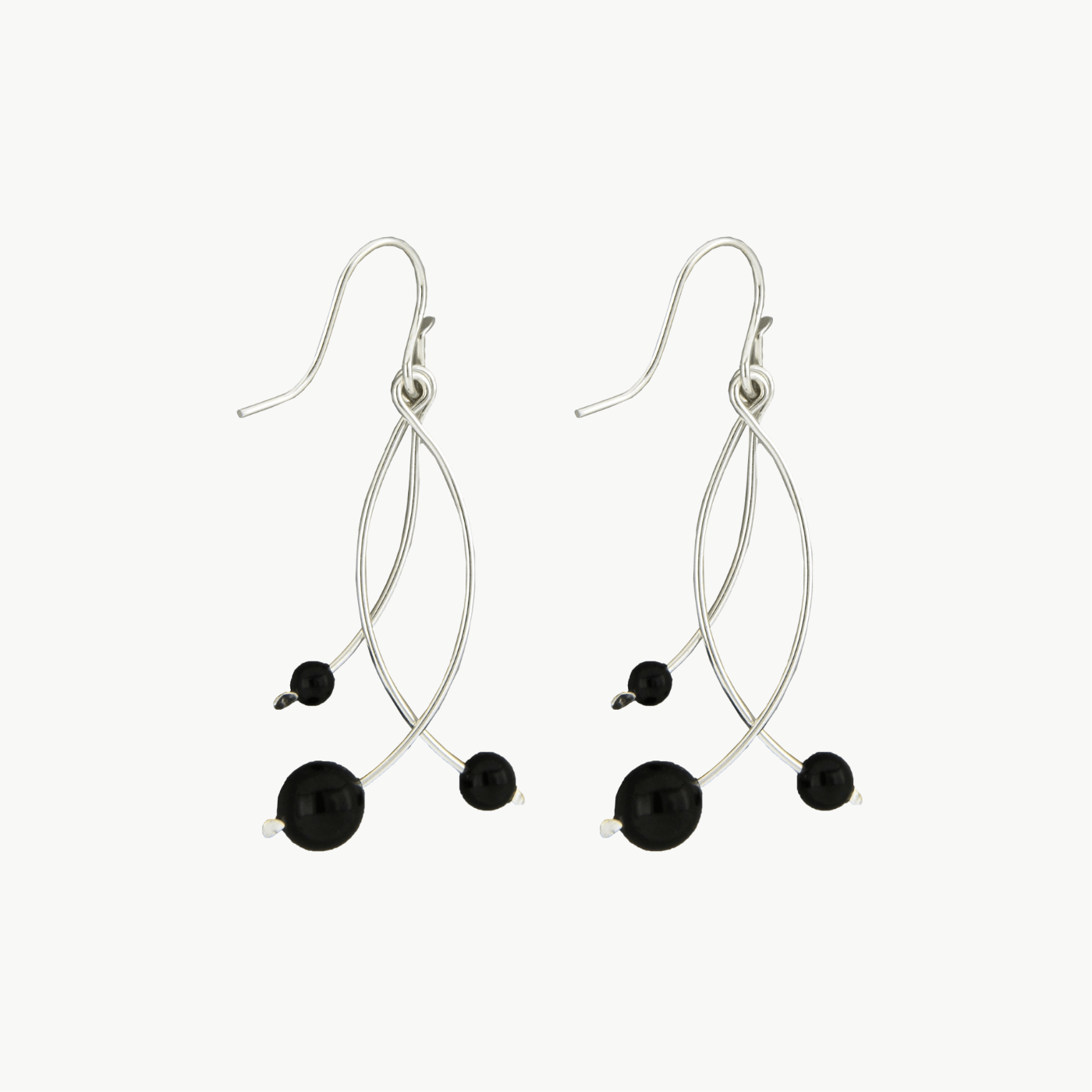 EAR Sterling Silver & Black Talking Friends Pearl Earrings