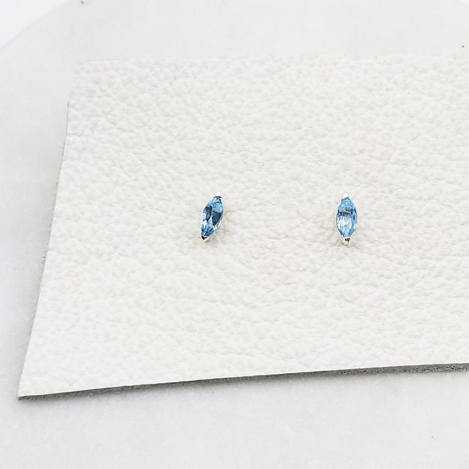 EAR Sterling Silver Blue Topaz Marquise Stud