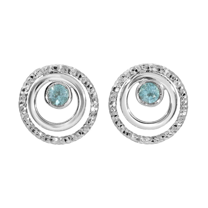 EAR Sterling Silver Blue Topaz Operato Earrings