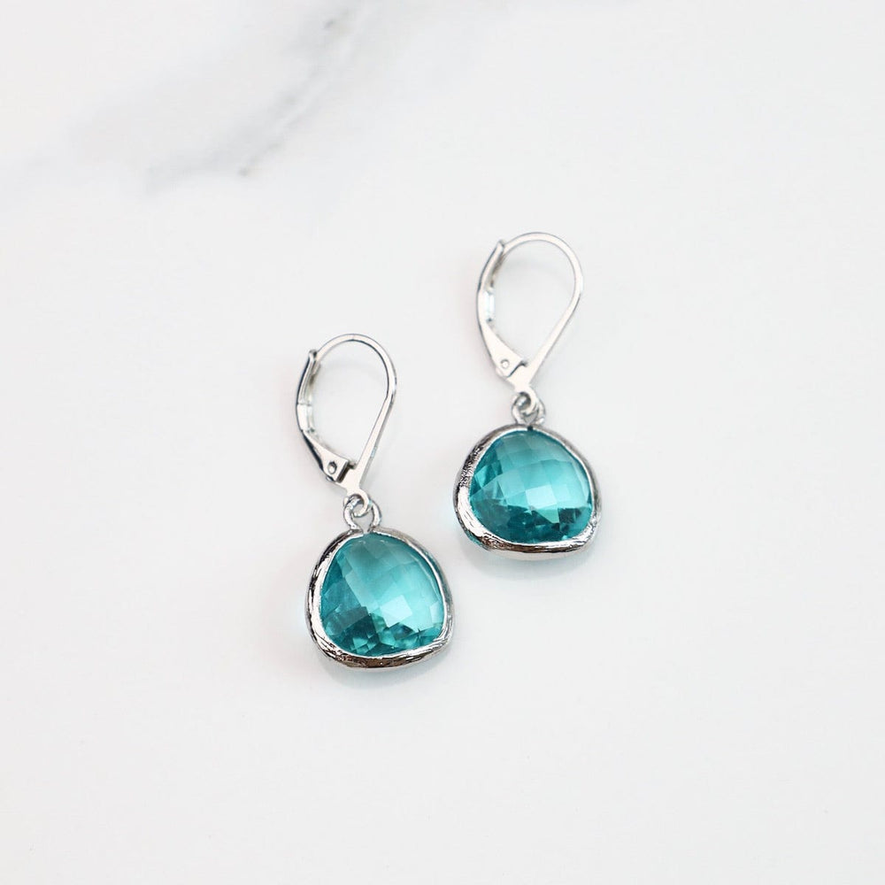 EAR Sterling Silver Blue Topaz Rock Crystal Lever Back Earrings