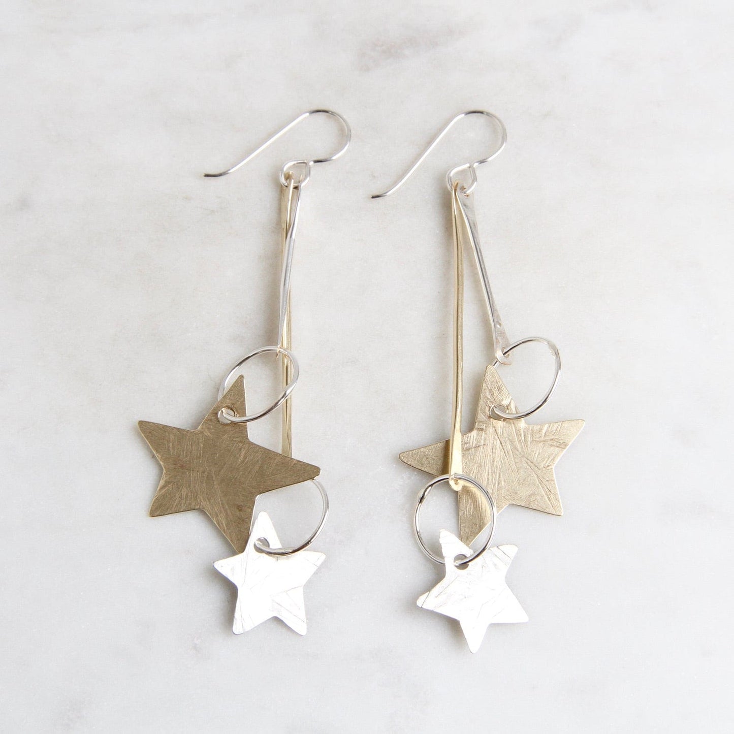 EAR Sterling Silver & Brass Shooting Star Earrings