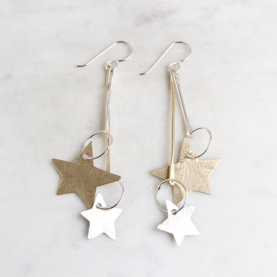 EAR Sterling Silver & Brass Shooting Star Earrings