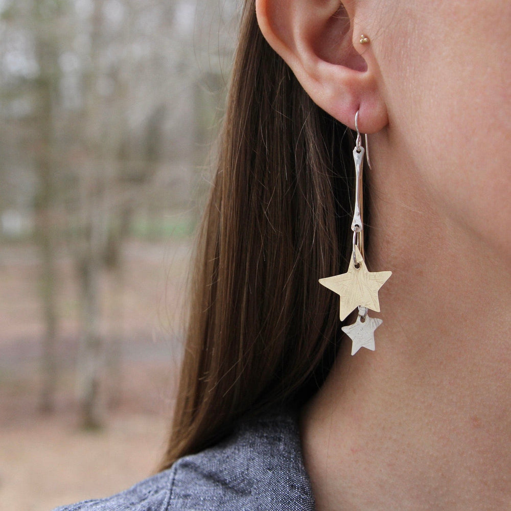 EAR Sterling Silver & Brass Shooting Star Earrings