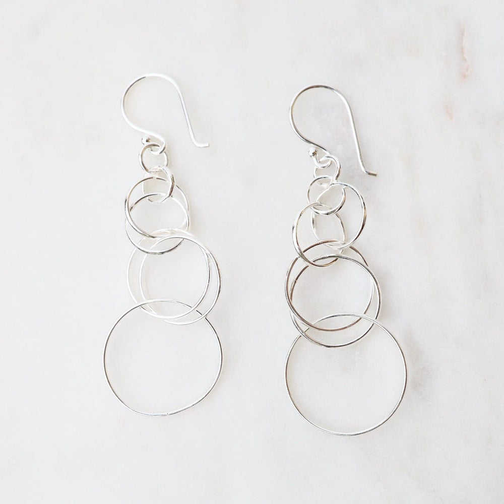 EAR Sterling Silver Circle Chain Earrings